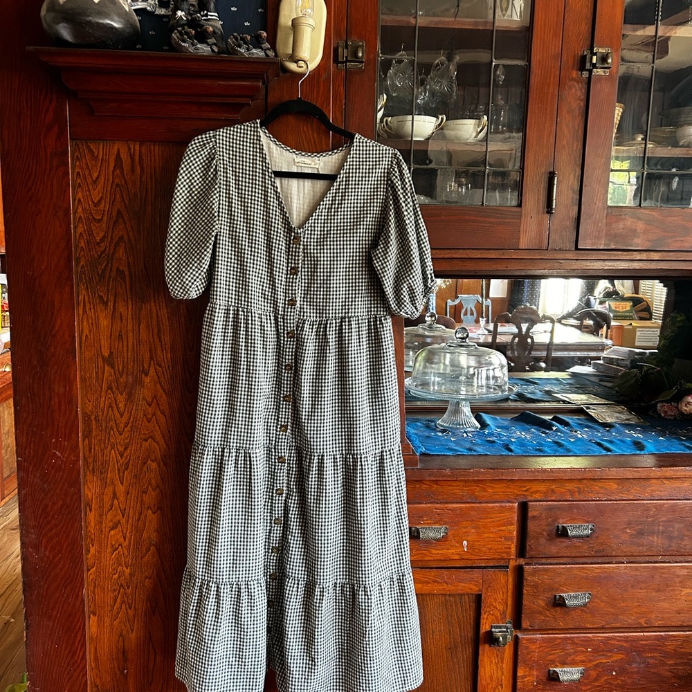 Little cottonwood Pine Green Gingham dress